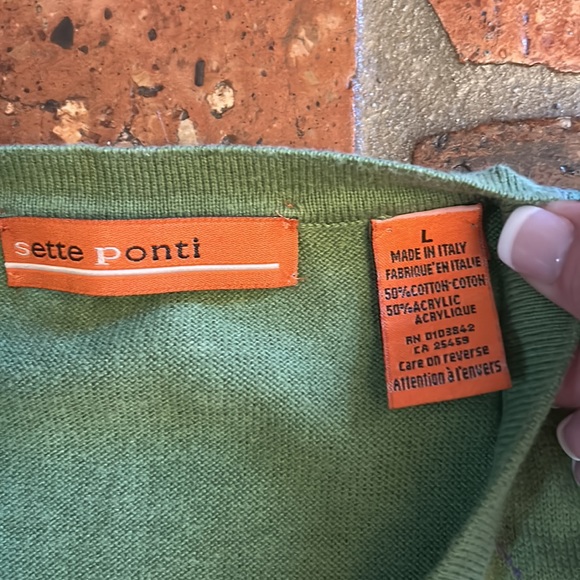 Sette Ponti Italian made Argyle v-neck sweater szL - Picture 4 of 8